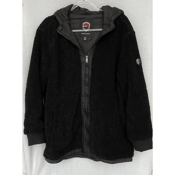 1 Madison Other - 1 Madison Expedition Jacket Womens XL Black Fuzzy Zipped Hooded Insulated